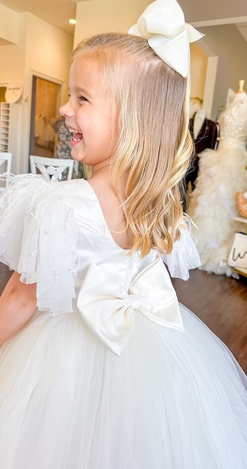 Model wearing a Flower Girls dress