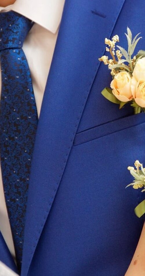 Model wearing a blue suit