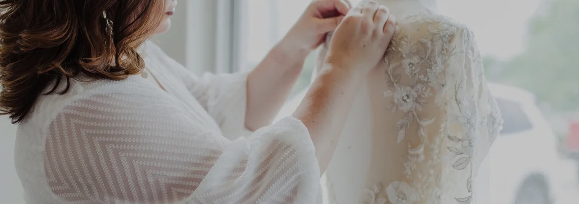 Model white bridal dress