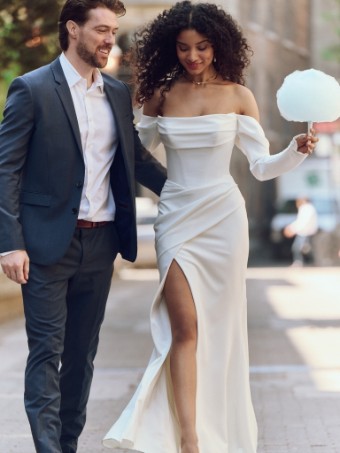 Rebecca Ingram KAILANI SLIT/UNLINED 25RB343 #0 default Ivory (gown with Natural Illusion) thumbnail