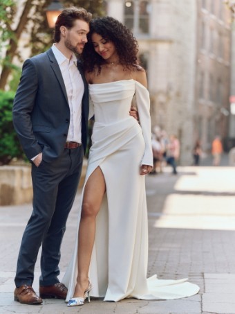 Rebecca Ingram KAILANI SLIT/UNLINED 25RB343 #1 Ivory (gown with Natural Illusion) thumbnail