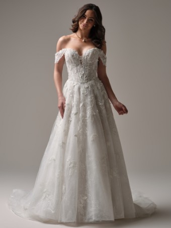 Sottero and Midgley MARITZA UNLINED/FLORAL GLITTER TULLE 25SS863 #0 default Ivory/Soft Pearl/Light Nude thumbnail