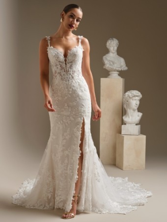 Sottero and Midgley WEST 26SB409A01 UNLINED, SLIT W/ CHANTILLY LACE #0 default Ivory/Soft Pearl/Light Nude thumbnail